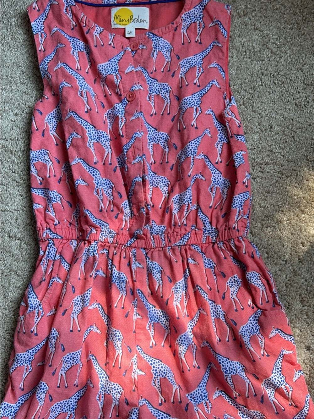 Mini Boden Coral Pink Giraffe Print Dress